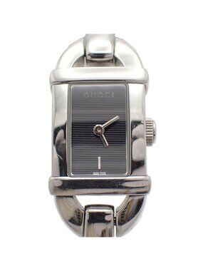 Gucci L Bangle Watch Quartz Black Dial Bamboo Strap